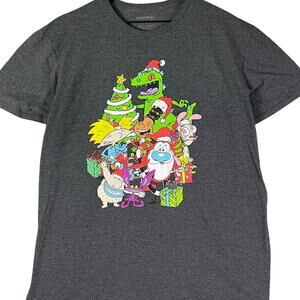 Nickelodeon XL Christmas Tee Reptar Hey Arnold Ren Stimpy Rocko